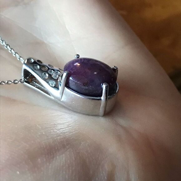 Natural Star Ruby Sterling Silver Necklace - Picture 6 of 11